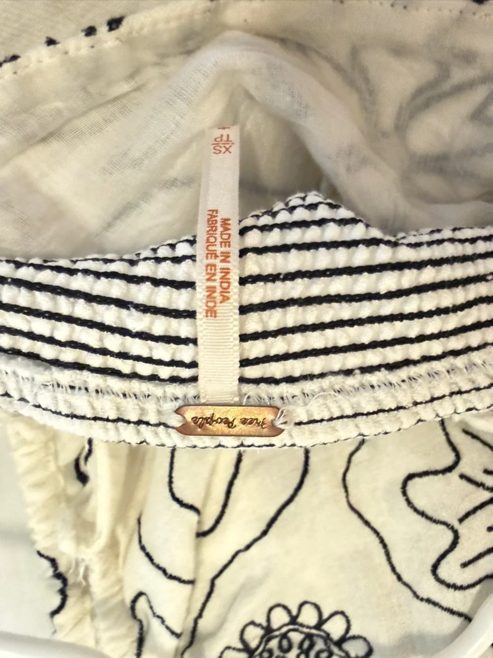 Free People Cream Maxi Skirt Set with Black Embroidered Waist and Top - Picture 4 of 4